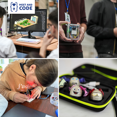 colaj de fotografii pentru ilustrarea Meet and Code 2024